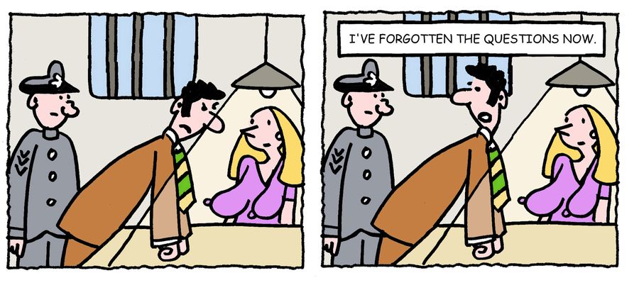 'I've forgotten the questions now.'