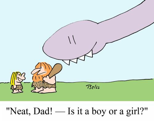 'Neat, Dad -- Is it a boy or a girl?'
