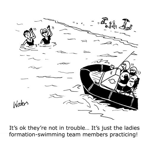 'It's ok they're not in trouble...It's just the ladies formation-swimming team members practicing!'