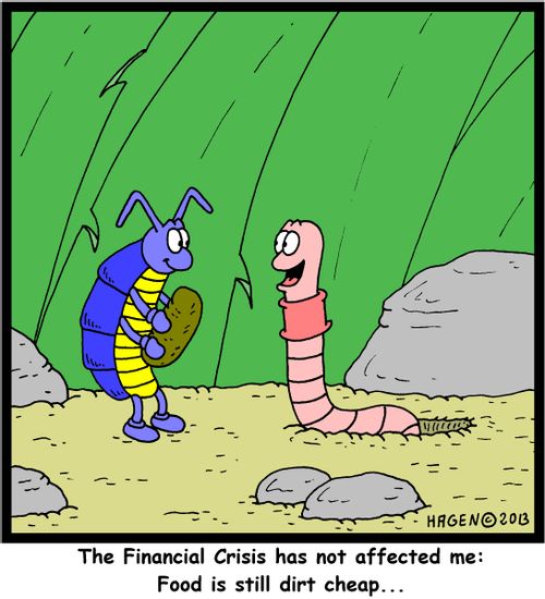 'The Financial Crisis has not affected me: Food is still dirt cheap...'