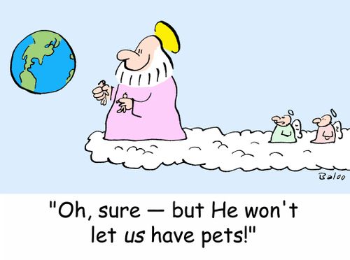 'Oh, sure -- but He won't let US have pets!'