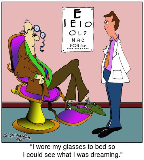 I wore my glasses to bed so I could see what I was dreaming.