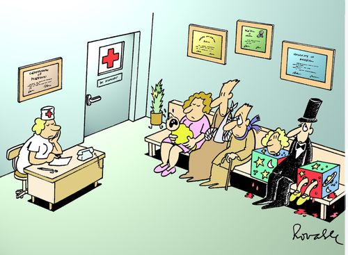 Magician in a doctor's waiting room.