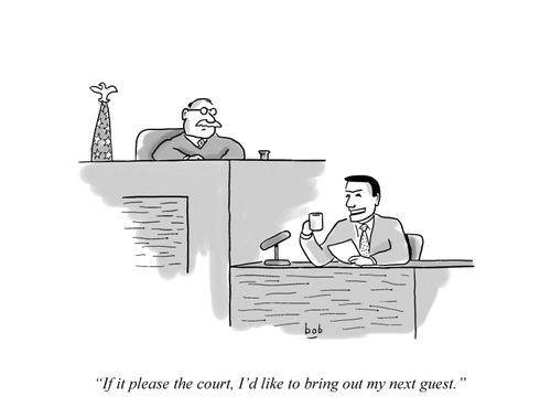 Talk show host in court says to judge 'If it please the court, I'd like to bring out my next guest.'