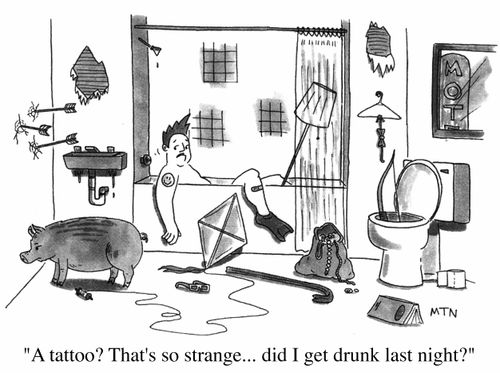A tattoo? That's so strange...did I get drunk last night?