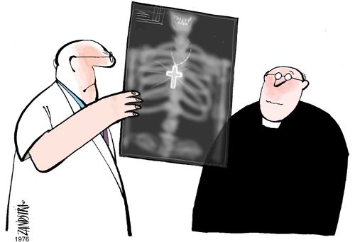 Priest's x-ray showing his crucifix.