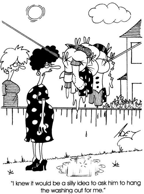 "I knew it would be a silly idea to ask him to hang the washing out for me,"