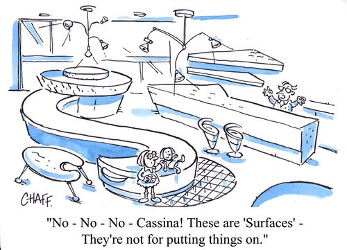 'No - no - no - Cassina! These are 'Surfaces' - they're not for putting things on.'