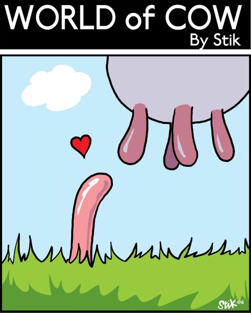 A worm falls for some udders.