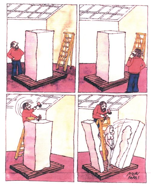 Carving a Sculpture.