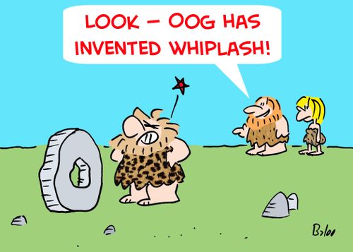 'Look -- Oog has invented whiplash!'