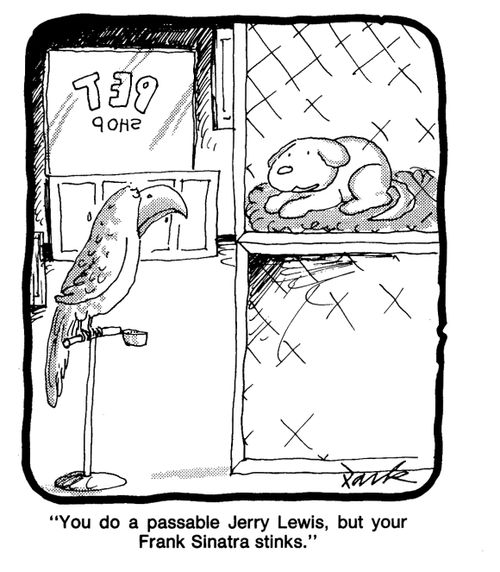 'You do a passable Jerry Lewis, but your Frank Sinatra stinks.'