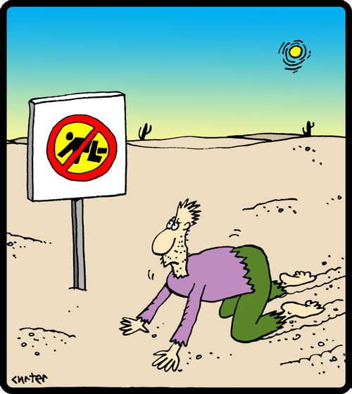 No crawling sign in the desert.