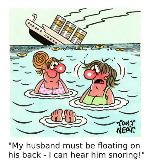 'My husband must be floating on his back - I can hear him snoring!'