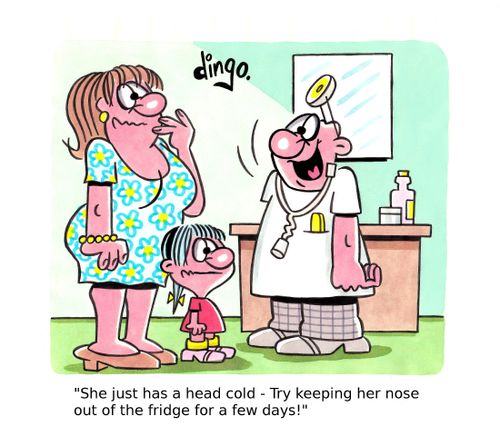 'She just has a head cold - Try keeping her nose out of the fridge for a few days!'