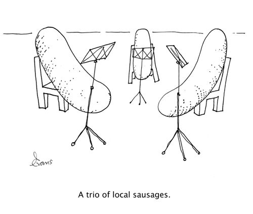 A trio of local sausages. 