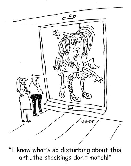 'I know what's so disturbing about this art...the stockings don't match!'