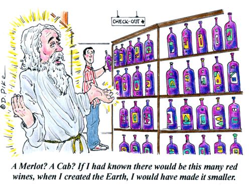 'A Merlot? A Cab? If I had known there would be this many red wines, when I created the Earth, I would have made it smaller.'