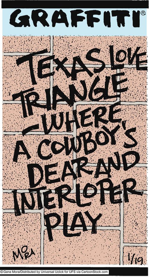 Texas Love Triangle - where a cowboy's dear and interloper play.