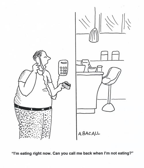 'I'm eating right now. Can you call me back when I'm not eating?'