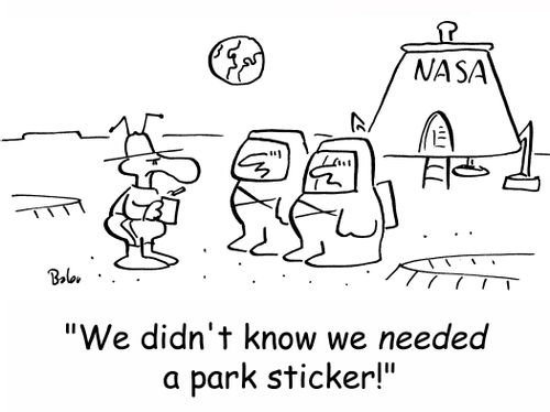 'We didn't know we needed a park sticker!'