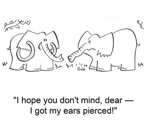 'I hope you don't mind, dear — I got my ears pierced.'