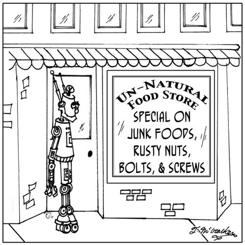 Unnatural Food-nuts and bolts, sale on junk foods, rusty nuts, bolts, and screws.