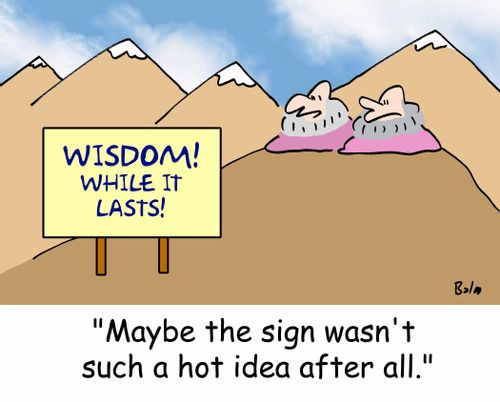 WISDOM! WHILE IT LASTS!, 'Maybe the sign wasn't such a hot idea after all.'