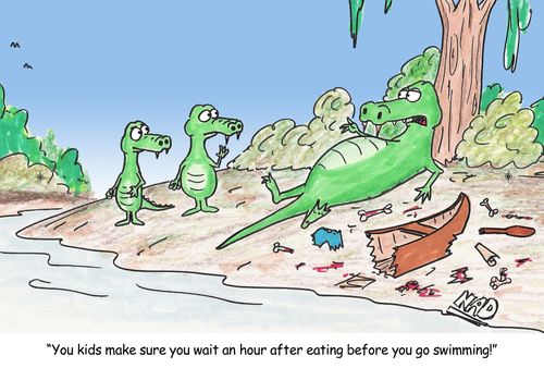 'You kids make sure you wait an hour after eating before you go swimming.'