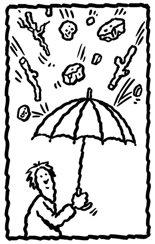 Unbrella repelling sticks and rocks.