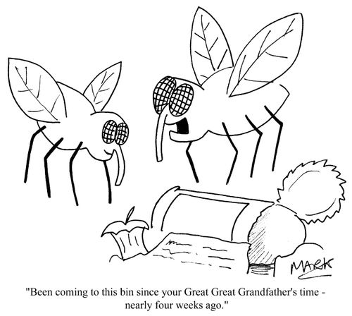 "Been coming to this bin since your great great grandfather's time -nearly 4 weeks ago."