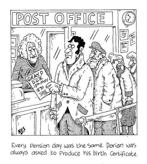 Post office - Even Pension Day was the same. Dorian, was always asked to produce his birth certificate.
