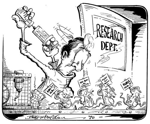 Mice in animal research laboratory on protest