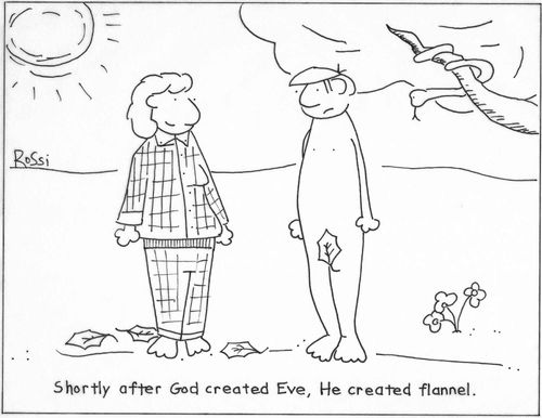 Shortly after God created Eve, He created flannel.