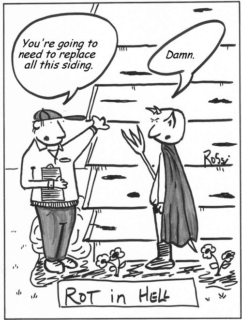 Devil confronts Rot in Hell.  ' You're going to need to replace all this siding.'