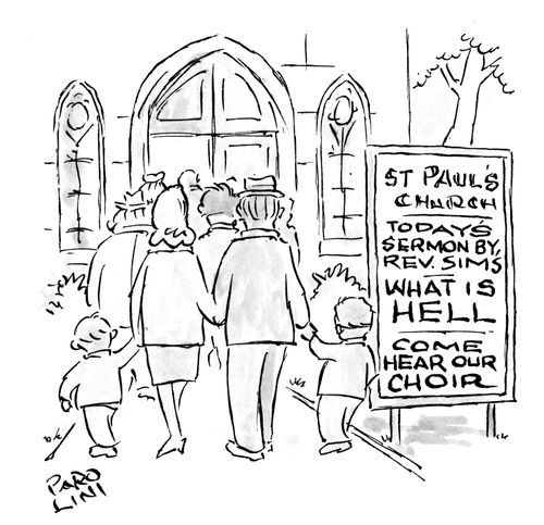 St. Paul's Church: Today's sermon - 'What is hell?' (underneath says 'come hear our choir).