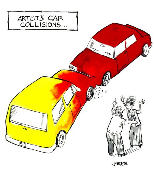 Artist's car collisions.