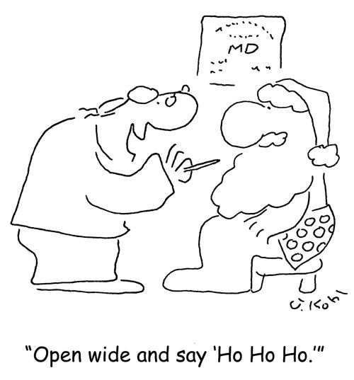 Santa and Doctor - "Open wide and say ho ho ho."