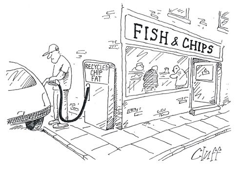 Recycling chip fat.