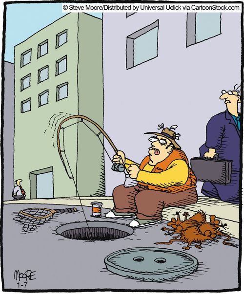 Fishing for rats.