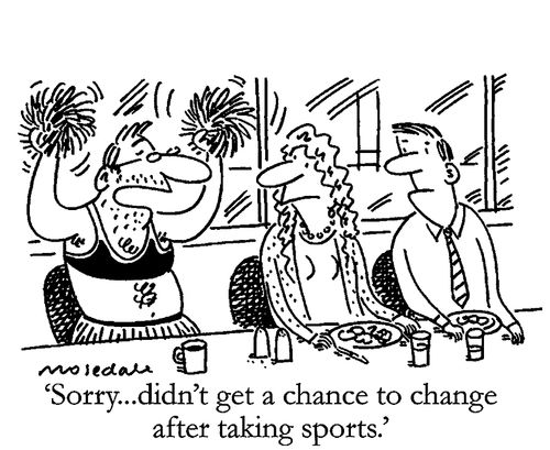 'Sorry... didn't get a chance to change after taking sports.'