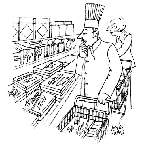 Chef buying frozen ready meals.