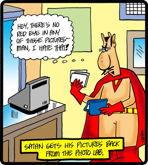 Satan gets his pictures back from the photo lab.