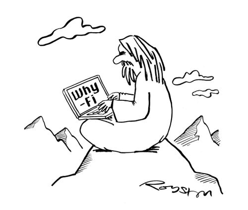 Guru logs on to 'Why-fi'.