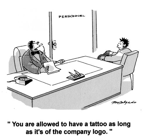 'You are allowed to have a tattoo as long as it's of the company logo.'