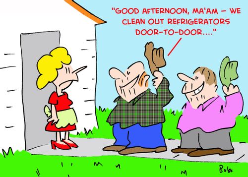 'Good afternoon, Ma'am -- we clean out refrigerators door-to-door....'