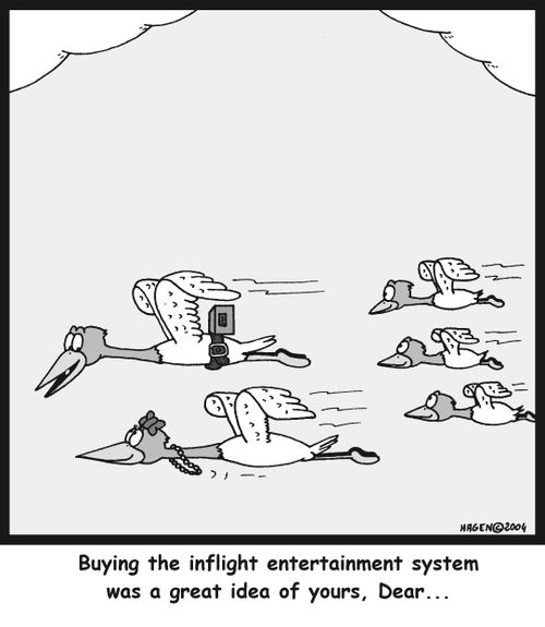 'Buying the inflight entertainment system was a great idea of yours, Dear...'