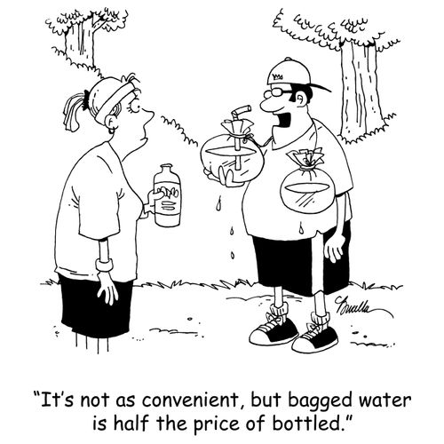 'It's not as convenient, but bagged water is half the price of bottled.'