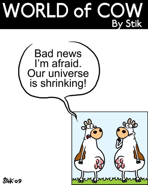 Bad news I'm afraid. Our universe is shrinking!