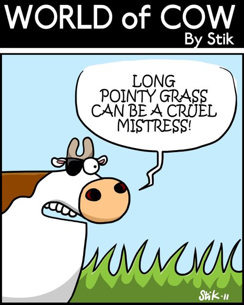 'Long pointy grass can be a cruel mistress.'
